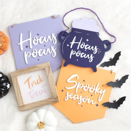 Vibrant Pink Trick or Treat Wooden Sign: 5 - Signs & Plaques By Gift Moments