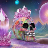 Psychedelic Crystal Skull with Light Up Mohawk: 1 - Figurines Medium (15-29cm) By NN Designs