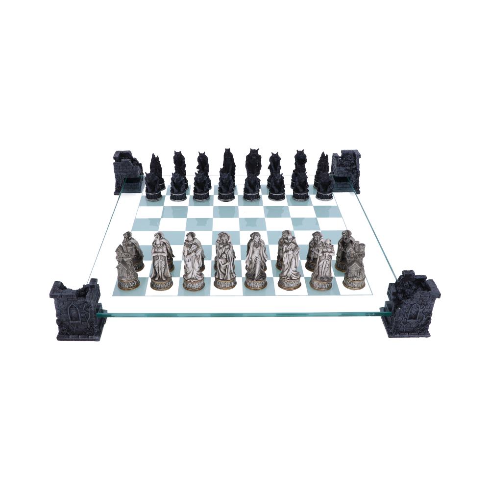 Raised Fantasy Vampire & Werewolf Chess Set With Corner Towers 43cm: 2 - Chess Sets By Gift Moments