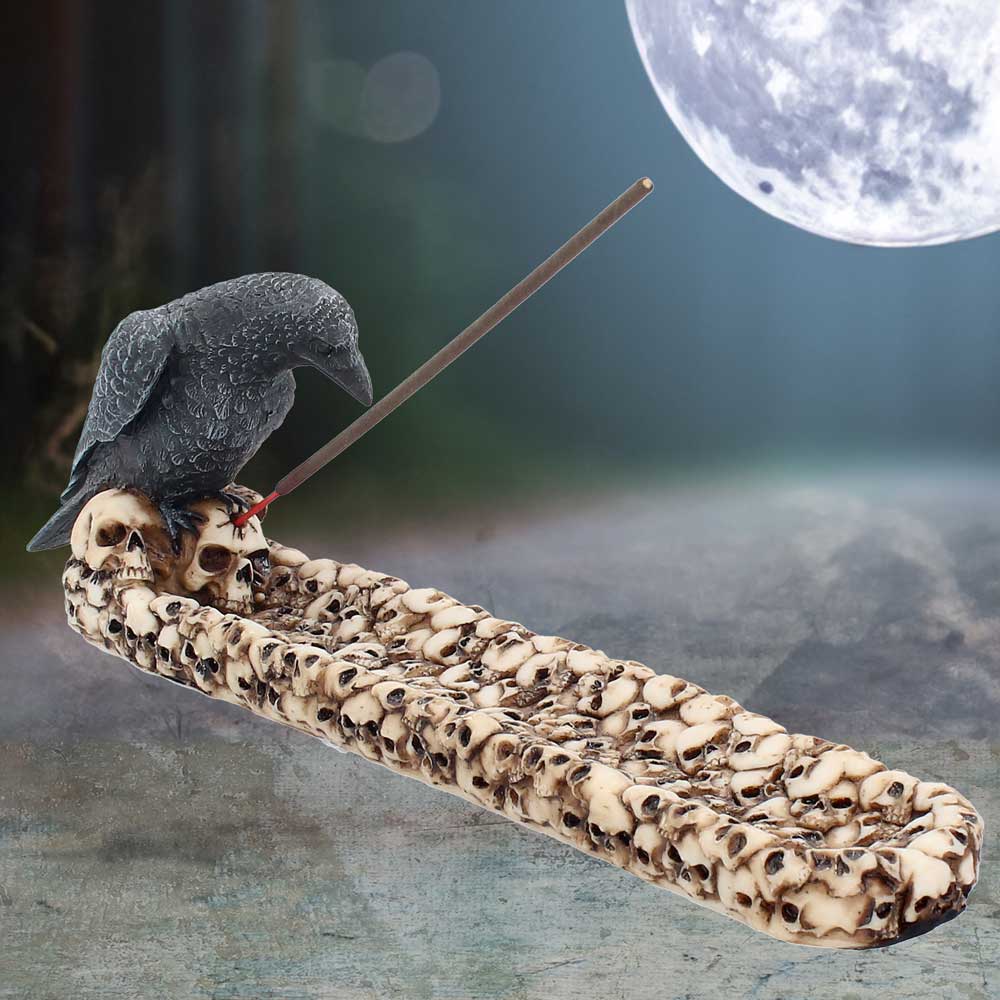 Raven Perched On A Skull Incense Holder 25cm: 1 - Incense Holders By Gift Moments