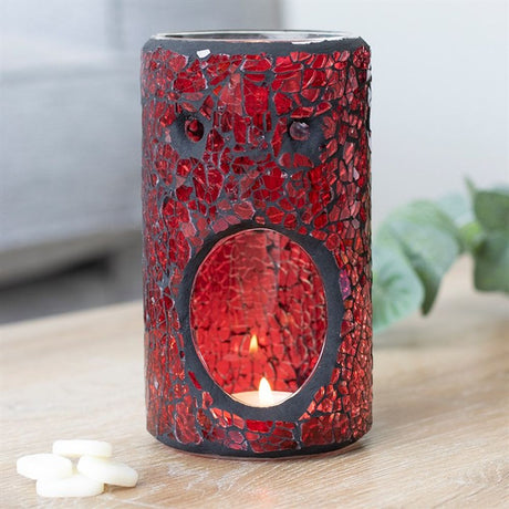 Red Pillar Crackle Glass Oil Burner: 1 - Oil & Wax Burners By Gift Moments