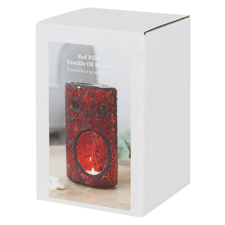 Red Pillar Crackle Glass Oil Burner: 4 - Oil & Wax Burners By Gift Moments