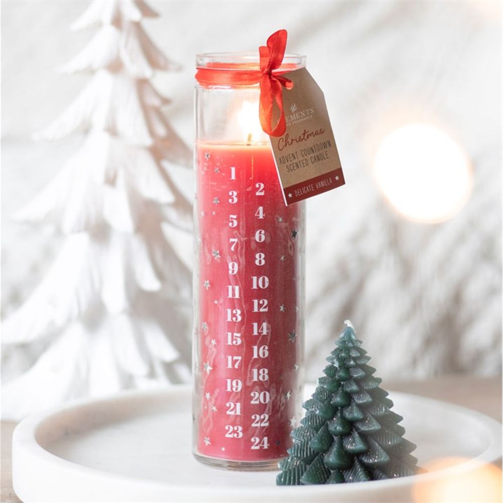 Red Vanilla Advent Countdown Candle: 1 - Candles By Gift Moments