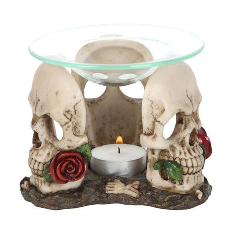 Resin and Glass Skull Rose Oil Burner: 2 - Oil & Wax Burners By Gift Moments