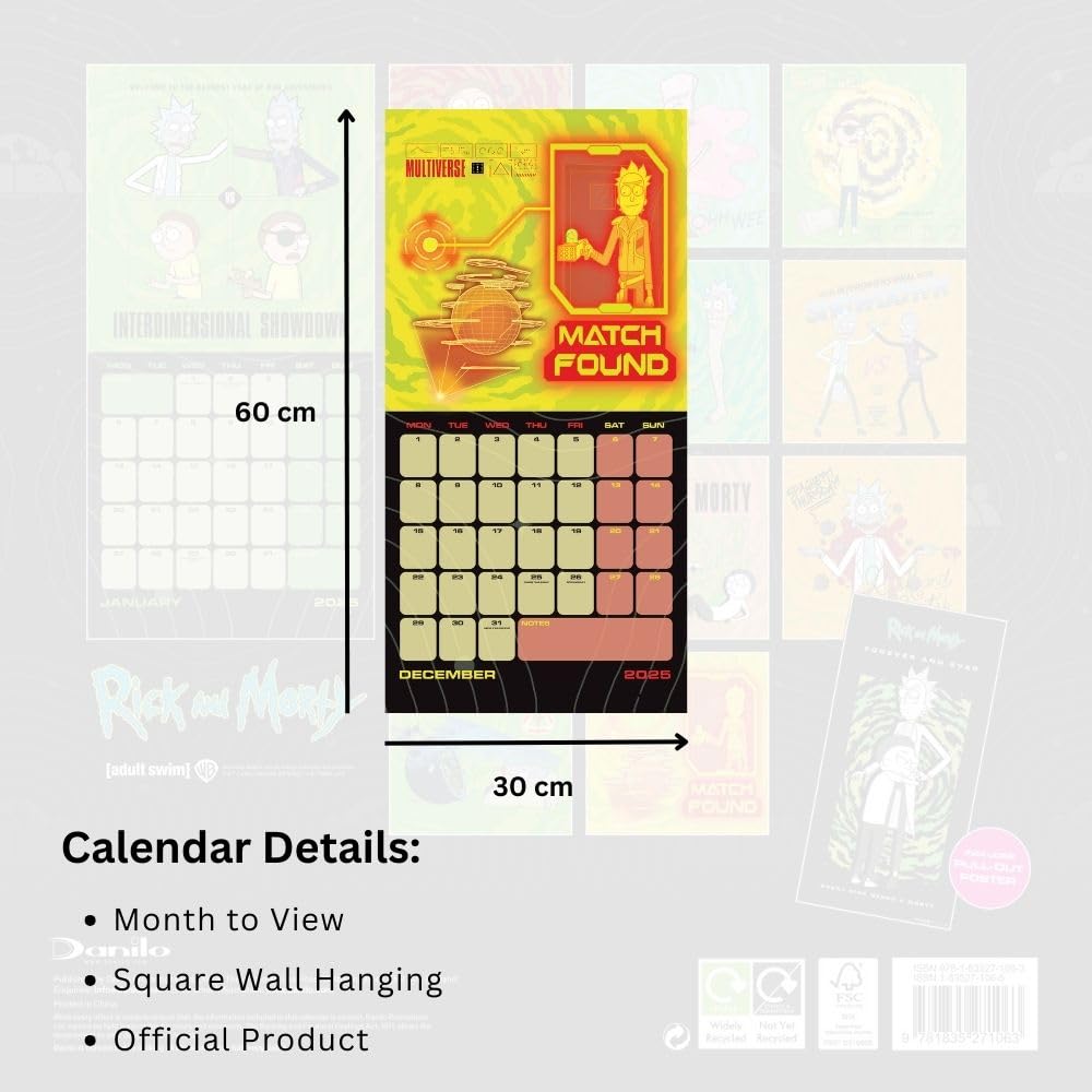 Rick And Morty Square Calendar 2025: 5 - Calendars & Planners By Rick And Morty