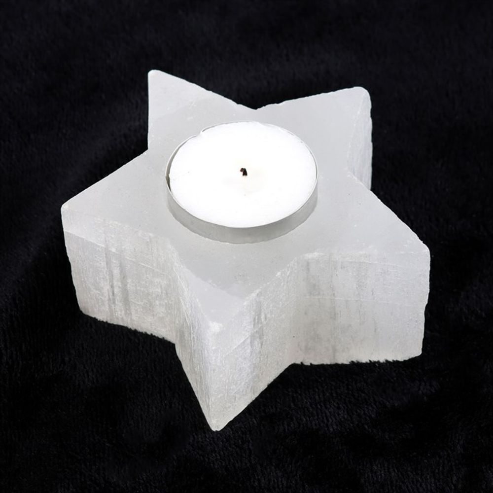 Selenite Star Tealight Holder: 2 - Candle Holders By Gift Moments