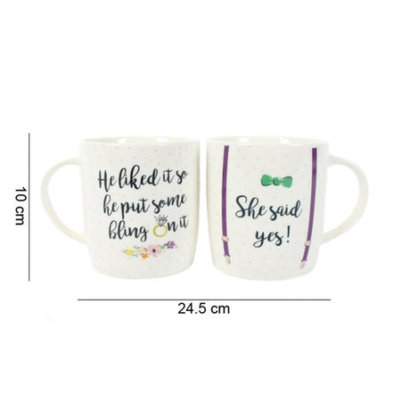 Set of 2 She Said Yes Mugs: 4 - Mugs By Gift Moments