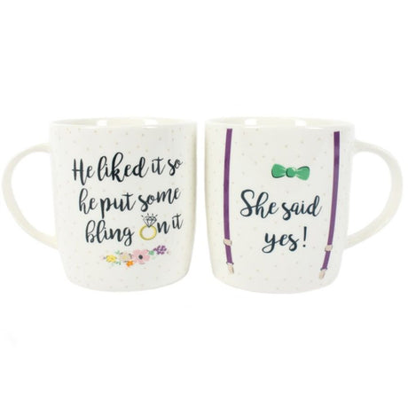 Set of 2 She Said Yes Mugs: 1 - Mugs By Gift Moments