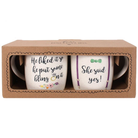 Set of 2 She Said Yes Mugs: 2 - Mugs By Gift Moments