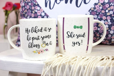 Set of 2 She Said Yes Mugs: 3 - Mugs By Gift Moments