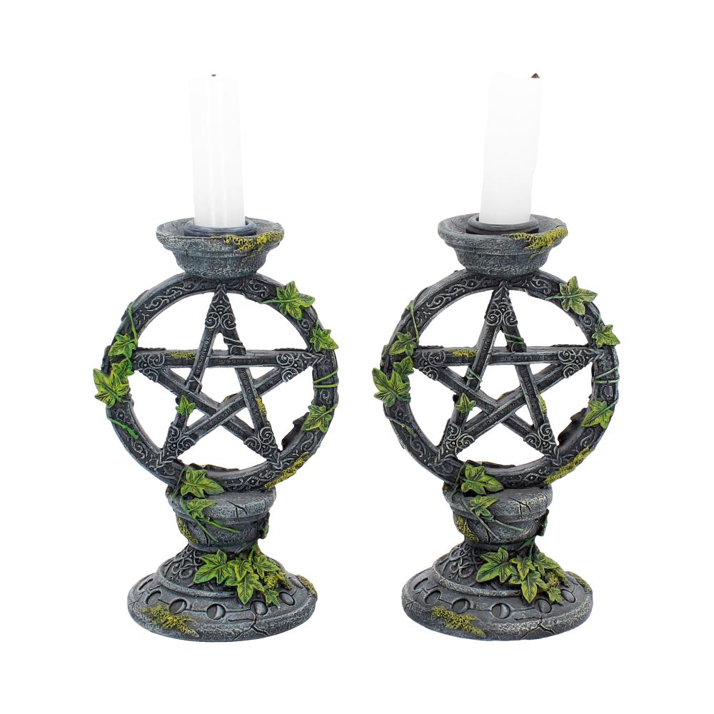 Set of 2 Wiccan Pentagram Candlesticks Witch Candle Holders: 2 - Candles & Holders By NN Designs