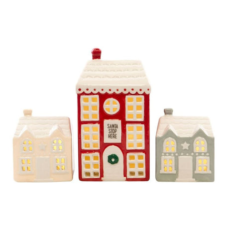 Light Up LED Christmas House Set of 3: 2 - By Gift Moments