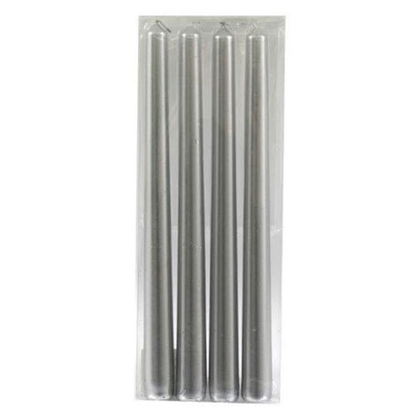 Set of 4 Silver Taper Candles: 1 - Candles By Gift Moments