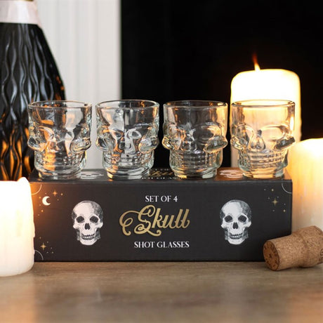 Set of 4 Skull Shot Glasses Set: 1 - Shot Glasses By Gift Moments