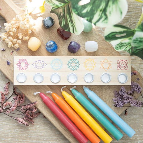 Chakra Wooden Energy Candle Holder: 1 - Candle Holders By Gift Moments