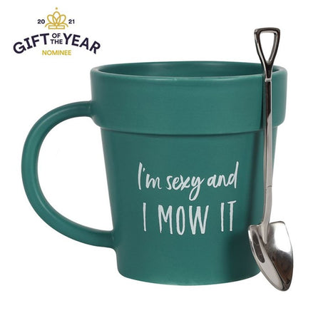 Sexy and I Mow It Pot Mug and Shovel Spoon: 2 - Mugs By Gift Moments