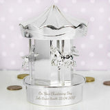 Personalised Silver Plated Carousel Money Box: 3 - Money Boxes By Gift Moments