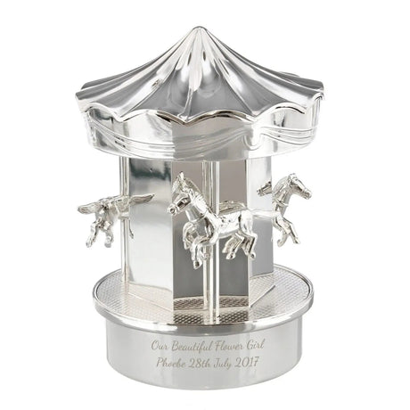 Personalised Silver Plated Carousel Money Box: 4 - Money Boxes By Gift Moments