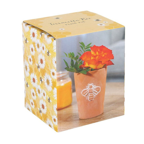 Small Terracotta Single Bee Motif Plant Pot: 3 - Pots & Planters By Gift Moments