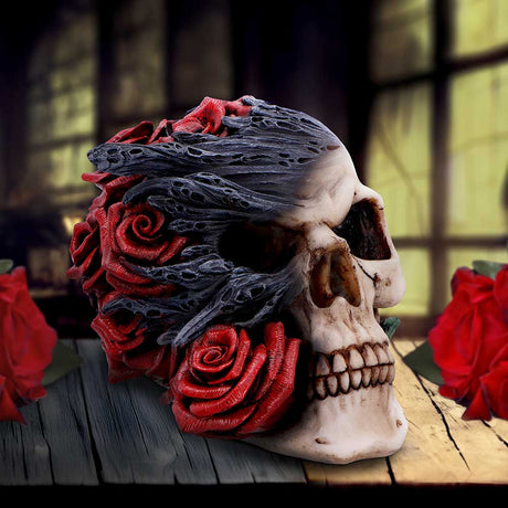 Soul Rose Ornamental Skull: 1 - Figurines Medium (15-29cm) By NN Designs