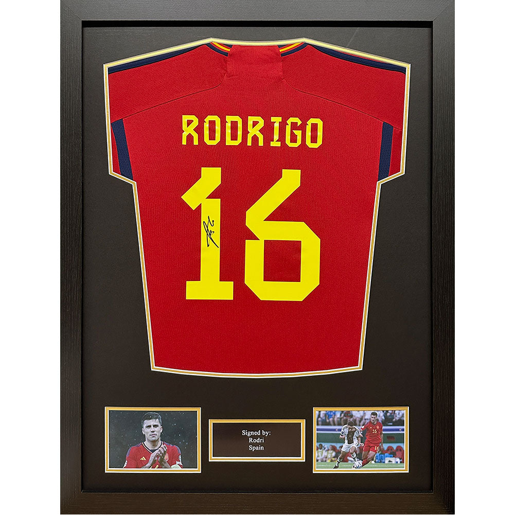 Framed Rodri Signed Spain Shirt: 1 - Signed Memorabilia By Spain