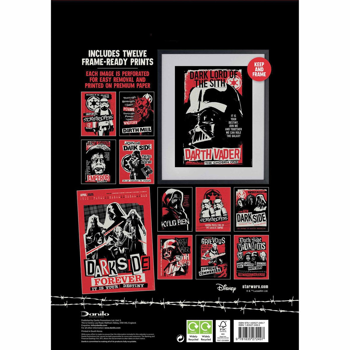 Star Wars Dark Side Deluxe 2025 Calendar: 3 - Calendars By Star Wars