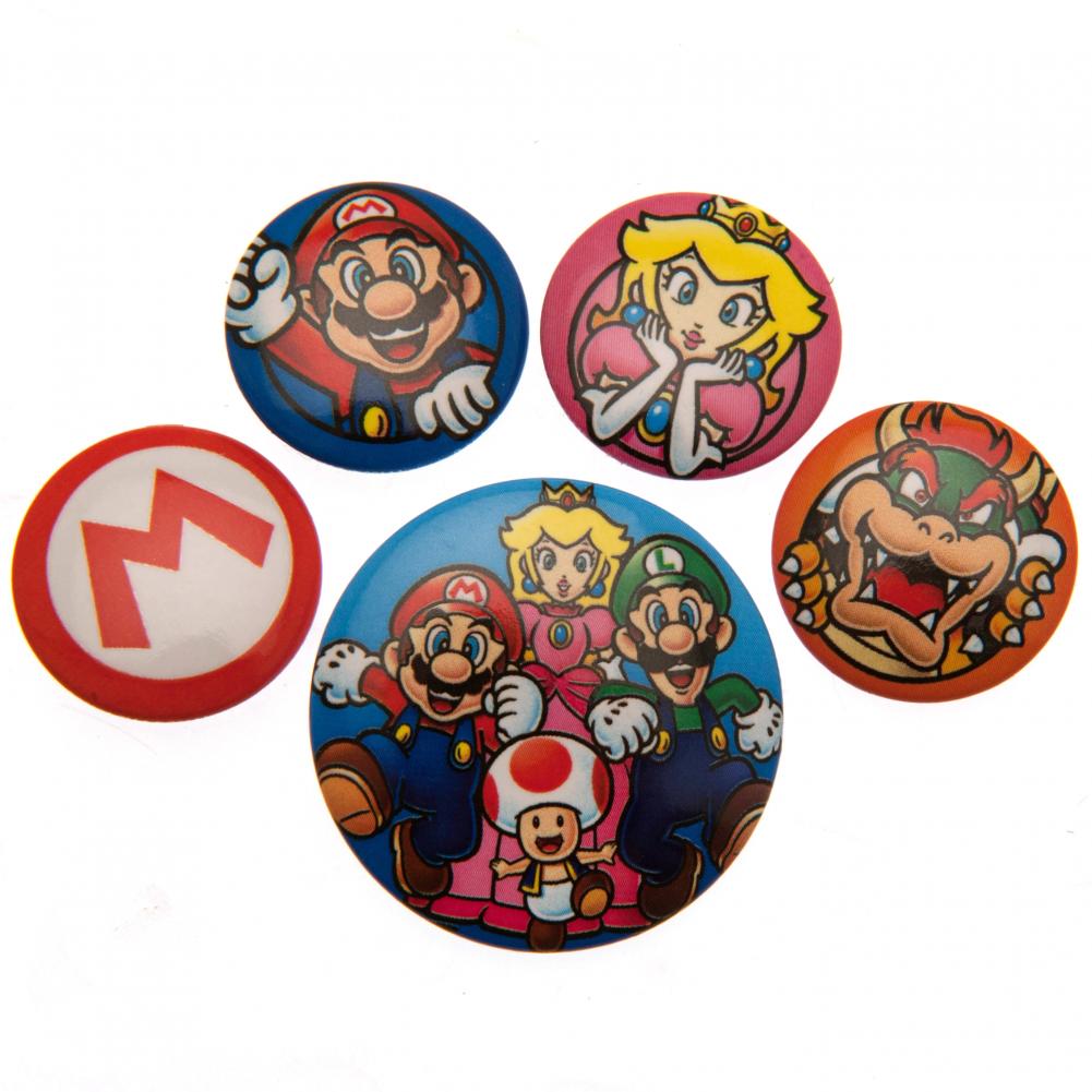 Super Mario Badge Set - 5 Assorted Badges: 1 - Badges By Super Mario