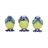 Three Wise Blue Tit Figurines in See no Hear no Speak no evil: 2 - Figurines Small (Under 15cm) By NN Designs