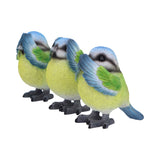 Three Wise Blue Tit Figurines in See no Hear no Speak no evil: 3 - Figurines Small (Under 15cm) By NN Designs