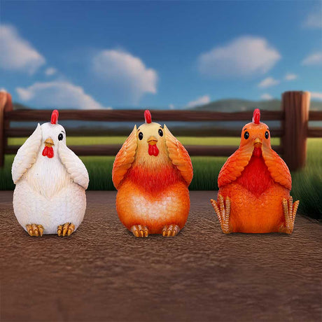 Three Wise Hens Figurines: 1 - Figurines Small (Under 15cm) By NN Designs