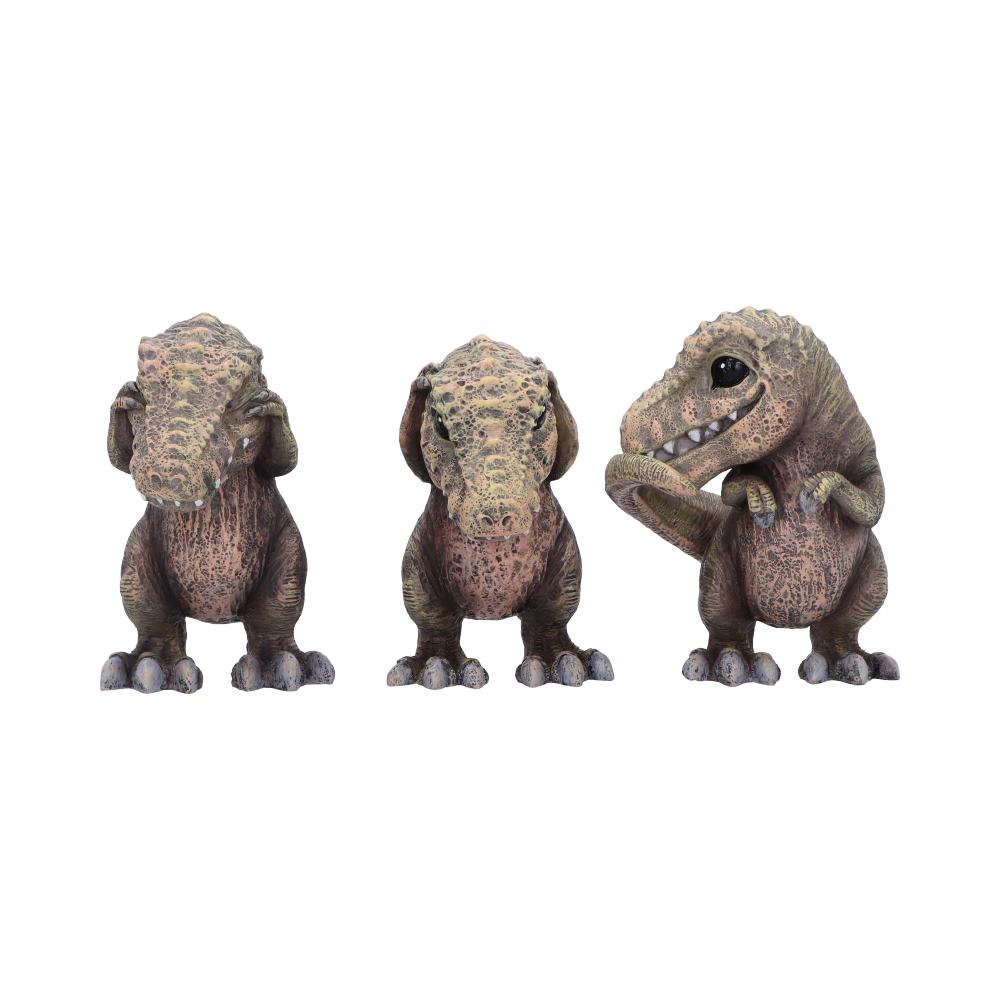 Three Wise See No Hear No Speak No Tyrannosaurus Rex Dinosaur Figurines: 2 - Figurines Small (Under 15cm) By NN Designs