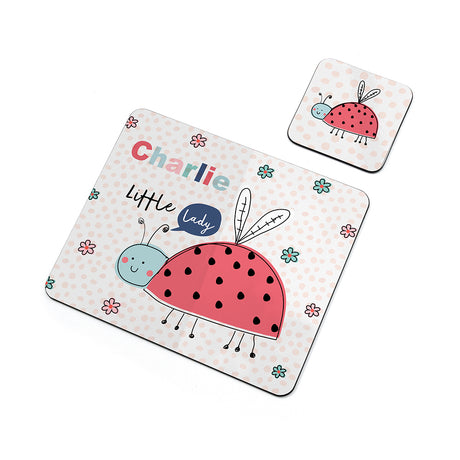 Personalised Kid's Ladybird Placemat & Coaster Set - Placemats at Gift Moments