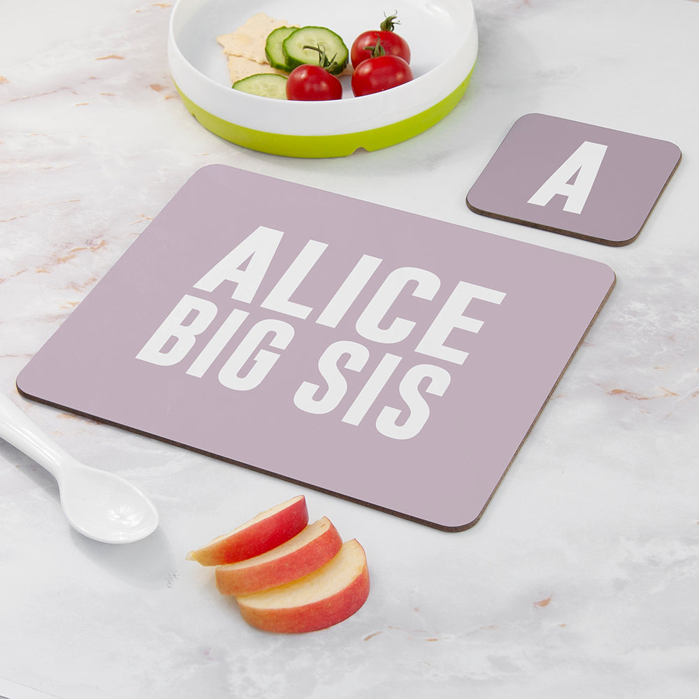 Personalised Girl’s Sis Placemat & Coaster Set Big Sis - Placemats at Gift Moments