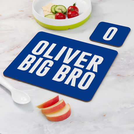 Personalised Boy’s Bro Placemat & Coaster Set Big Bro - Placemats at Gift Moments