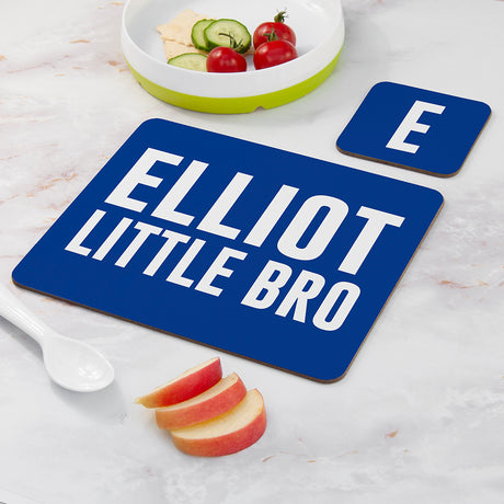 Personalised Boy’s Bro Placemat & Coaster Set Little Bro - Placemats at Gift Moments