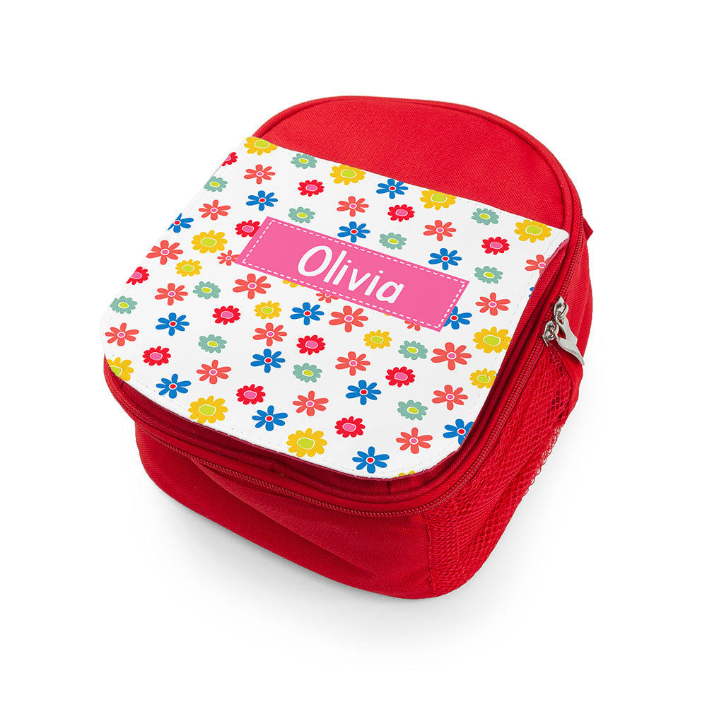 Personalised Girl's Red Patterned Lunch Bag - Lunch Boxes & Bags at Gift Moments