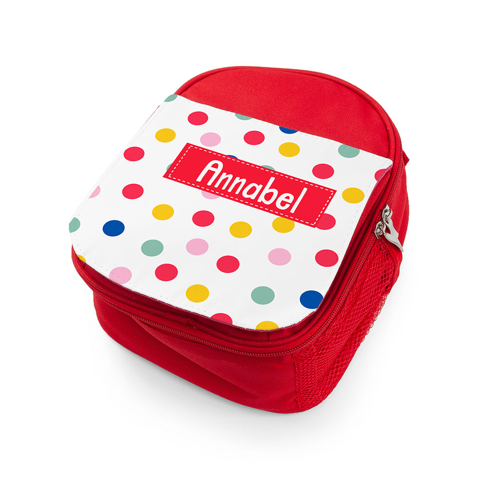 Personalised Girl's Red Patterned Lunch Bag - Lunch Boxes & Bags at Gift Moments