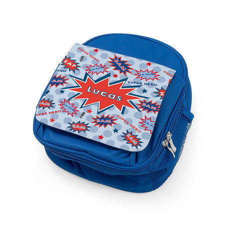 Personalised Boy's Superhero Blue Lunch Bags - Lunch Boxes & Bags at Gift Moments