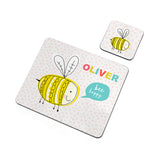 Personalised Kid's Bee Happy Placemat & Coaster Set - Placemats at Gift Moments