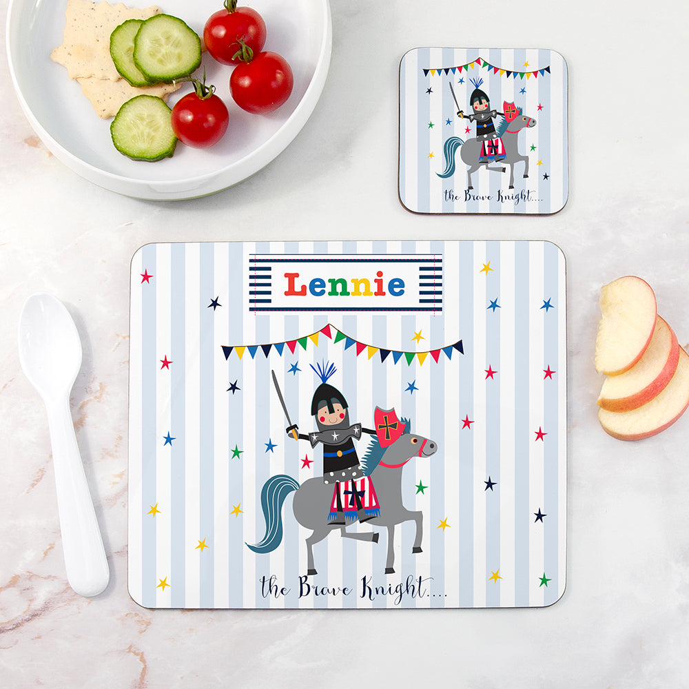 Personalised Kid's Knight Placemat & Coaster Set - Placemats at Gift Moments