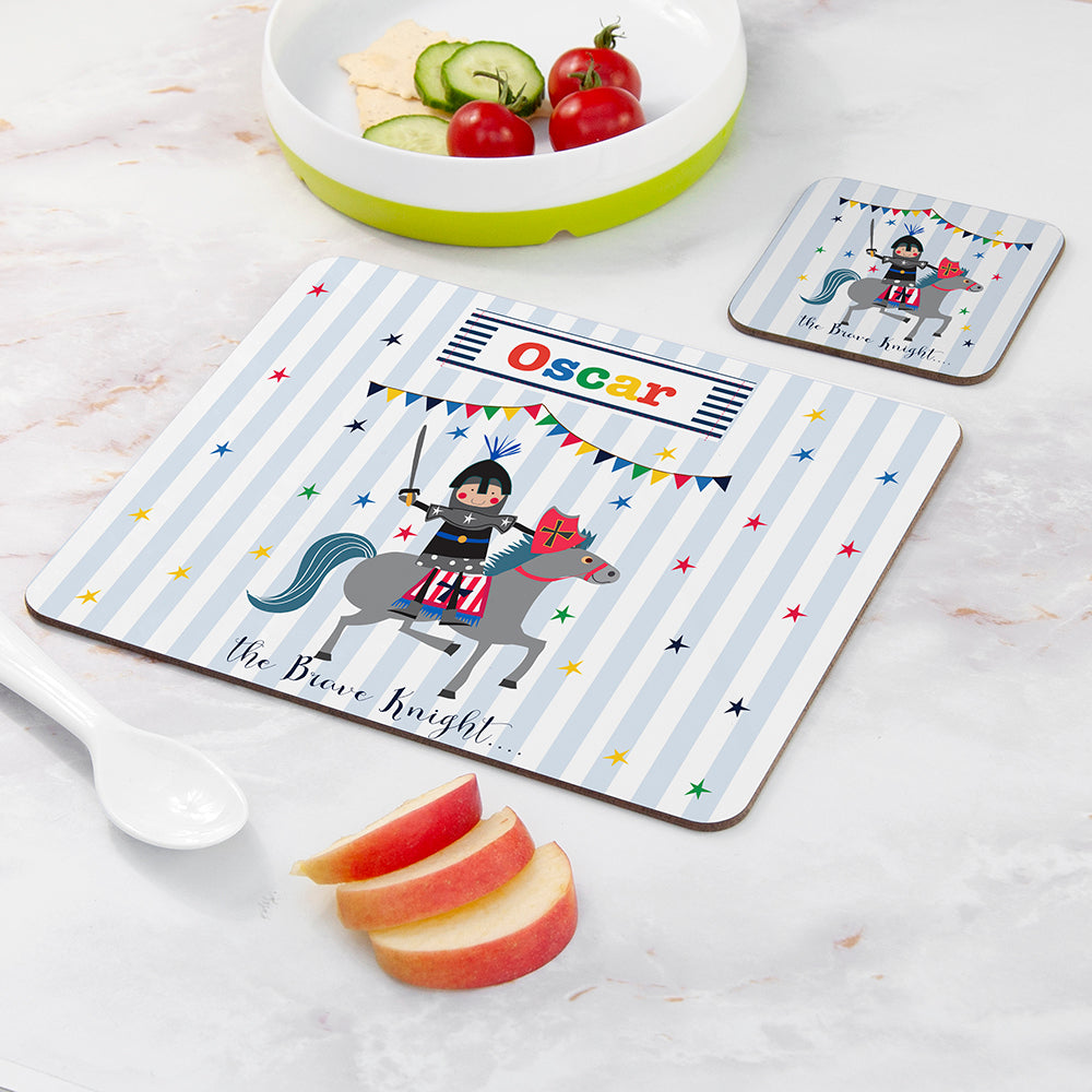 Personalised Kid's Knight Placemat & Coaster Set - Placemats at Gift Moments