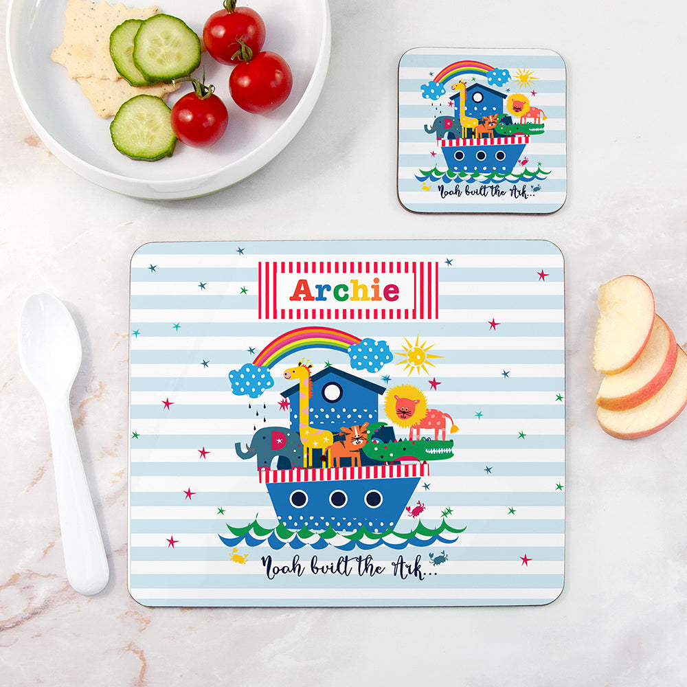 Personalised Kid's Noah's Ark Placemat & Coaster Set - Placemats at Gift Moments