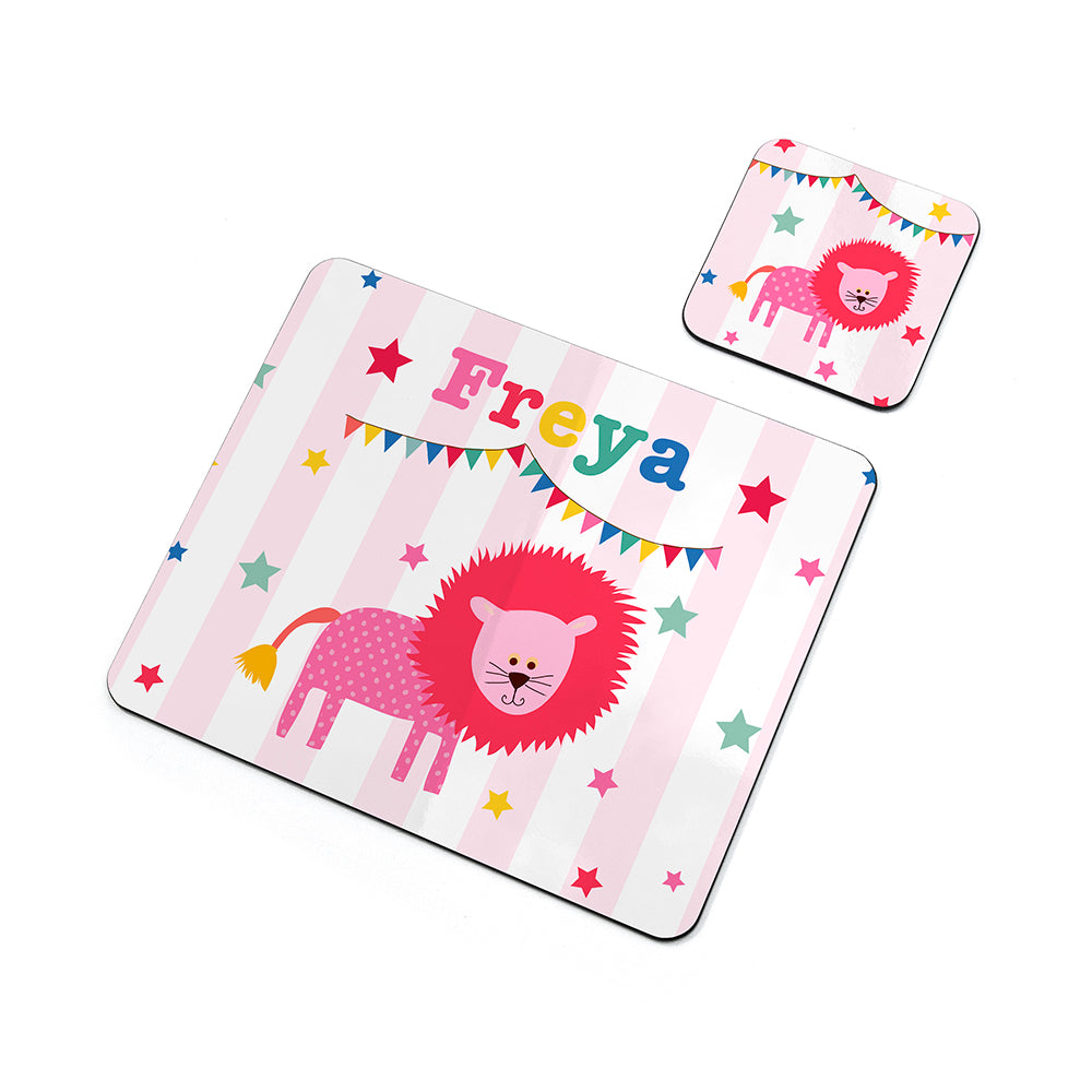 Personalised Kid's Circus Lion Placemat & Coaster Set - Placemats at Gift Moments