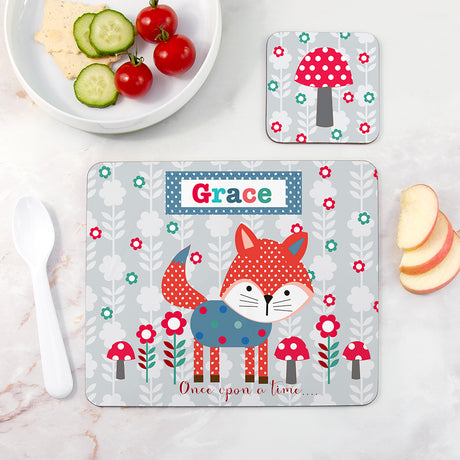 Personalised Woodland Fox Placemat & Coaster Set - Placemats at Gift Moments