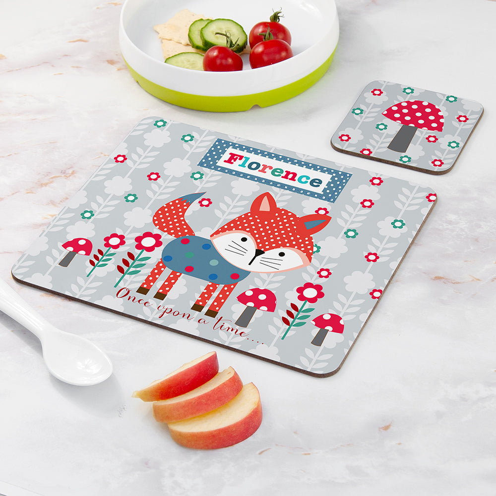 Personalised Woodland Fox Placemat & Coaster Set - Placemats at Gift Moments