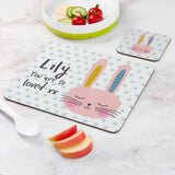 Personalised Kid's Bunny Placemat & Coaster Sets - Placemats at Gift Moments