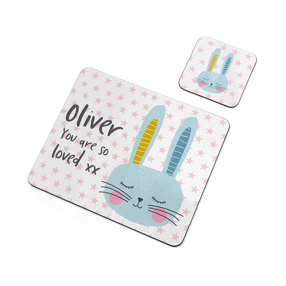 Personalised Kid's Bunny Placemat & Coaster Sets - Placemats at Gift Moments