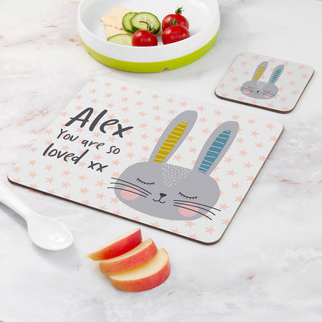 Personalised Kid's Bunny Placemat & Coaster Sets - Placemats at Gift Moments