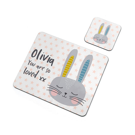 Personalised Kid's Bunny Placemat & Coaster Sets - Placemats at Gift Moments