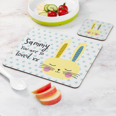 Personalised Kid's Bunny Placemat & Coaster Sets - Placemats at Gift Moments